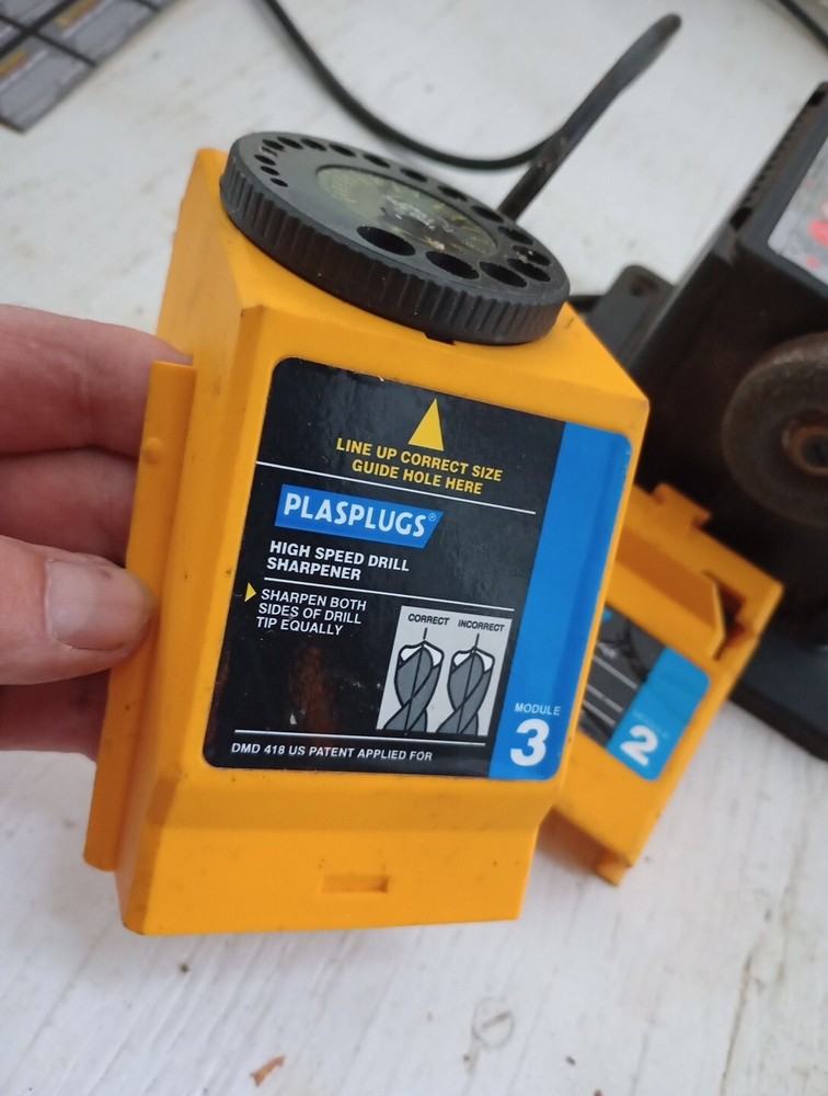 Plasplugs Power Base W/ Knife Scissors & Drill Sharpener Tested/Working