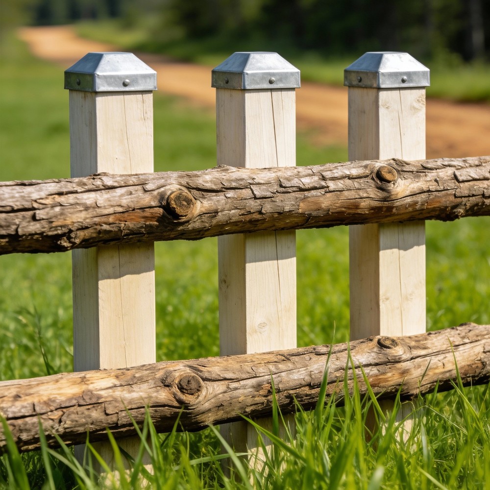 4Pcs Fence Post Cap, Galvanized Deck Post Caps Fit 4.8" x 2.4" Pipe, Silver