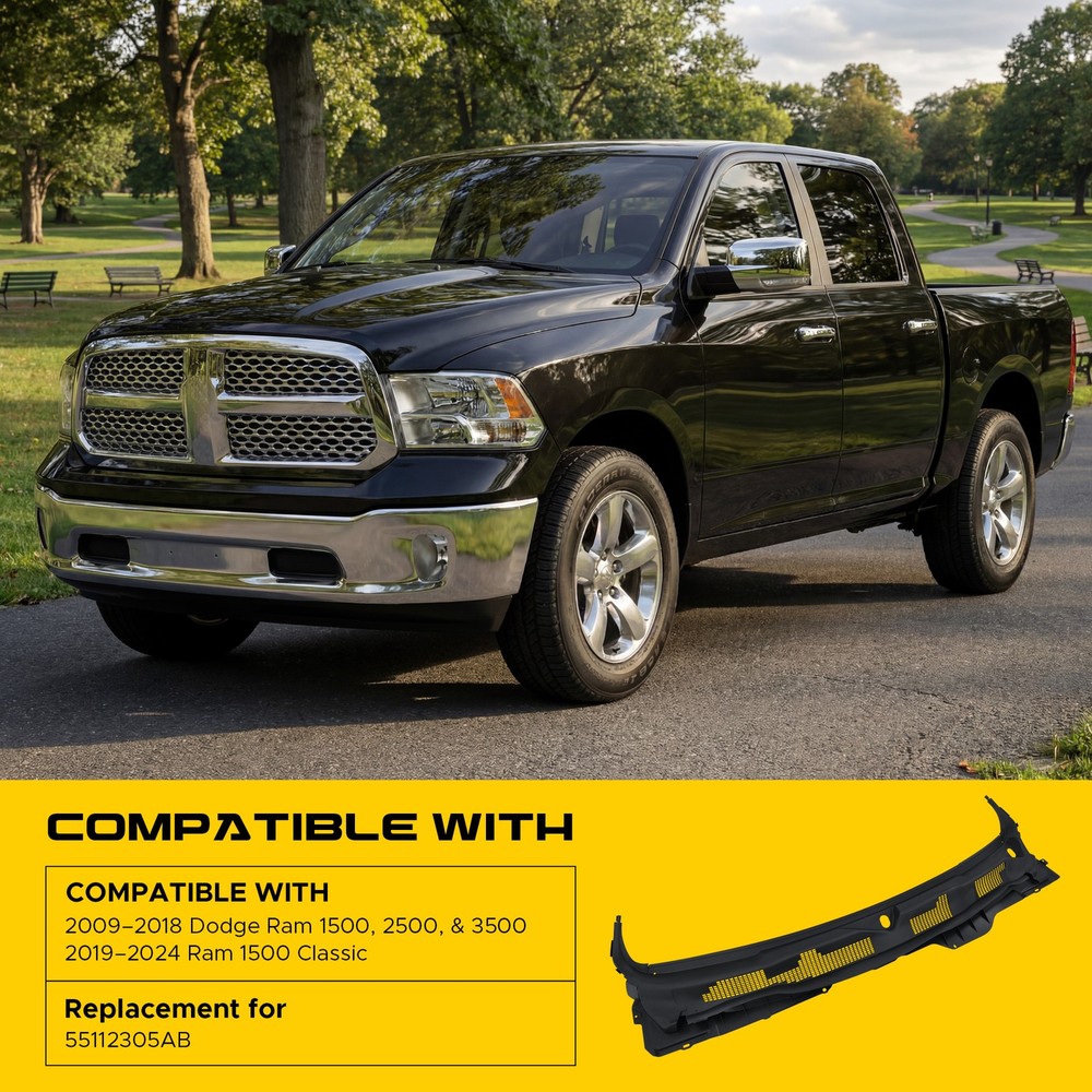 VRC Wiper Cowl Grille Vent Panel For Dodge Ram 1500 2009-2018 /Classic 2019-2024