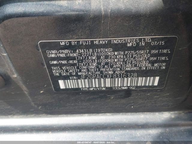 XV CROSST 2015 Transmission Shift 1387680