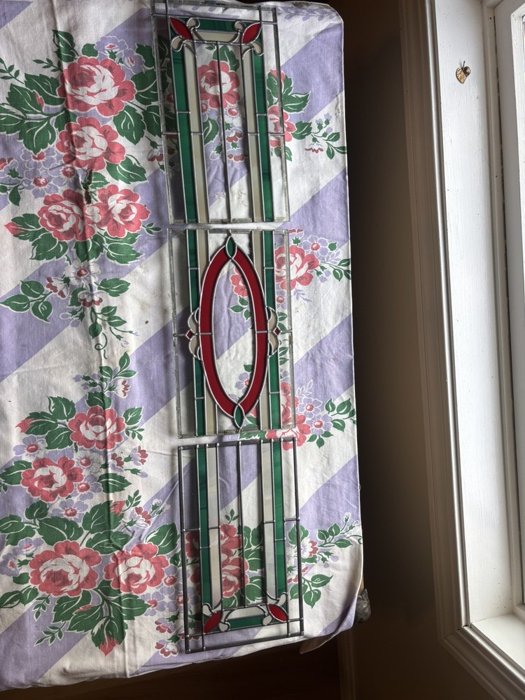 3 peace  LARGE LEADED STAINED GLASS WINDOW set
