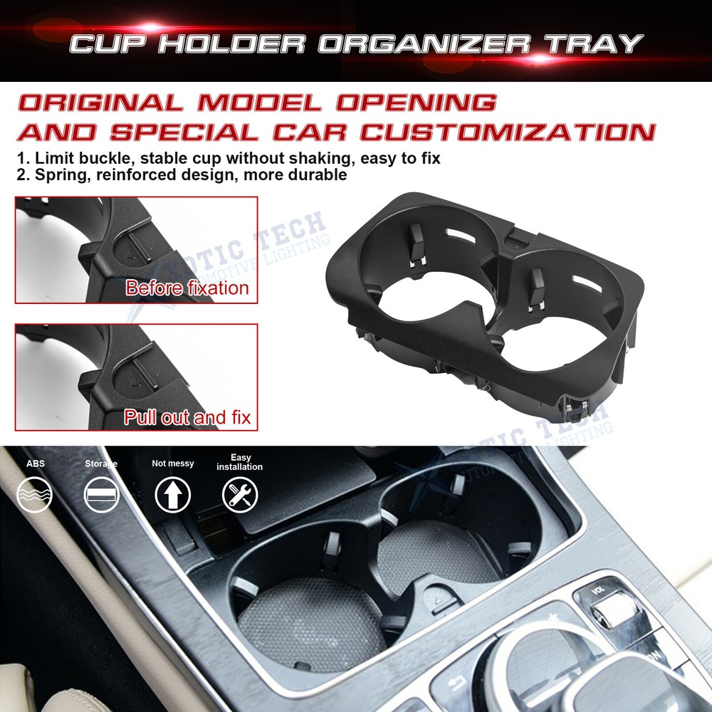 Front Console Insert Dual Water Cup Holder For Mercedes Benz E Class 2017-up