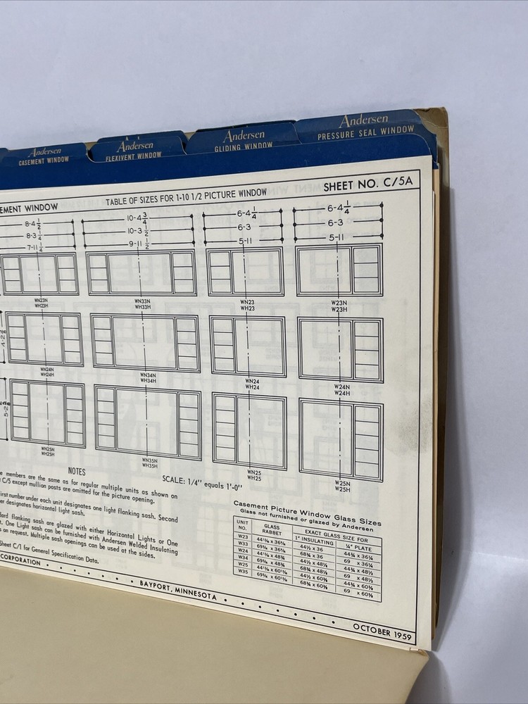 Vintage Andersen Windowall Tracing Detail File, Rare Architecture Folder