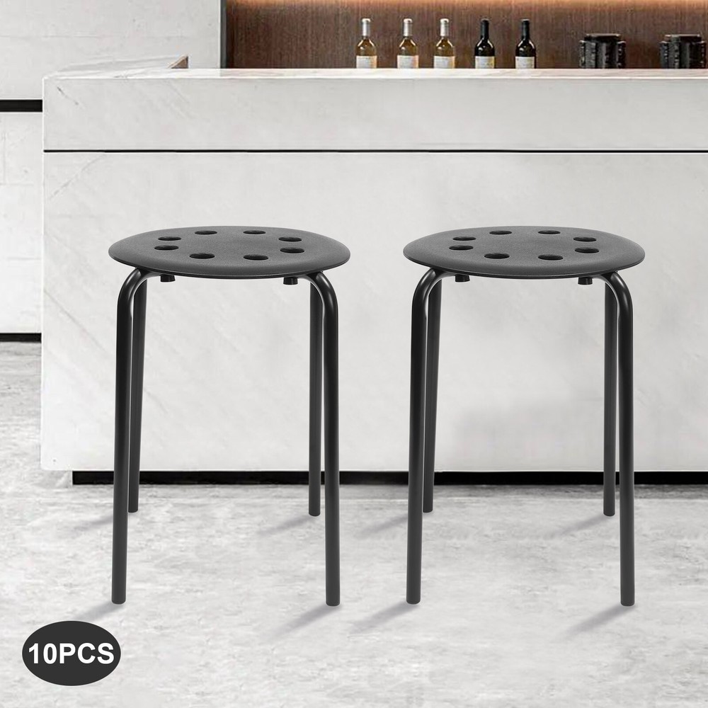 Set of 10 Portable Plastic Stack Stools 17.5" Height Backless Classroom Seating