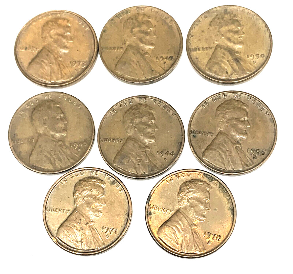 # C7961    LINCOLN CENTS,       8   DIF.    S  MINT    DATES