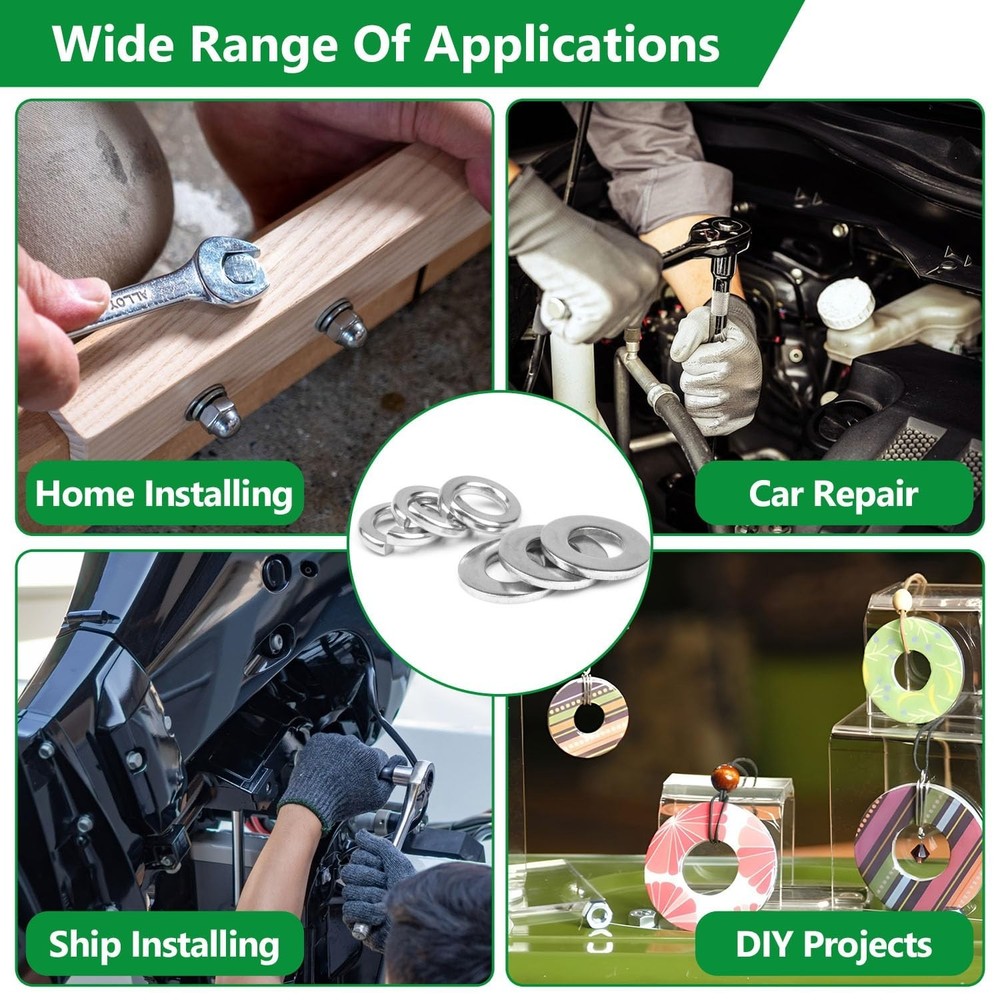 1147PCS Flat and Spring Lock Washers Assortment Kit, Metric Split Lock Washer...