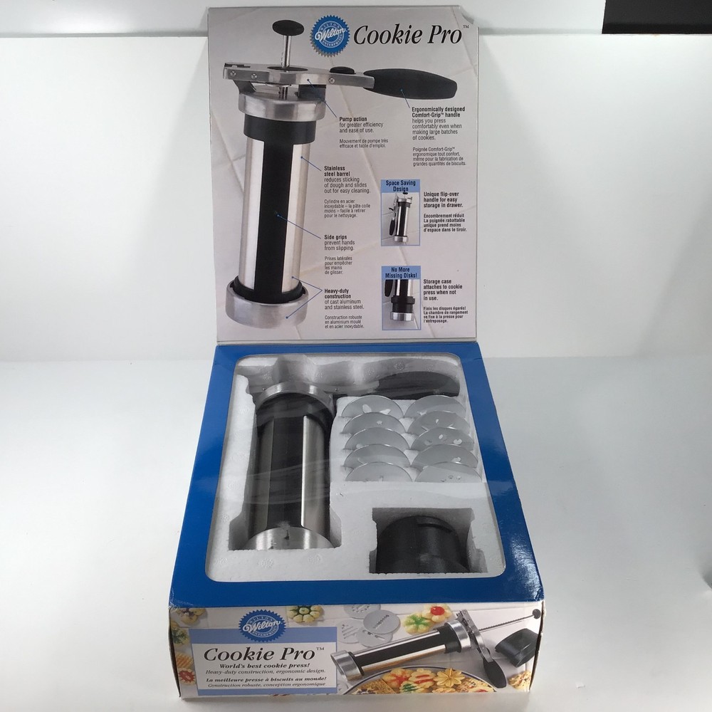 WILTON COOKIE PRO 10 Disc Shapes Fold Over Handle Storage Case, Instructions NIB