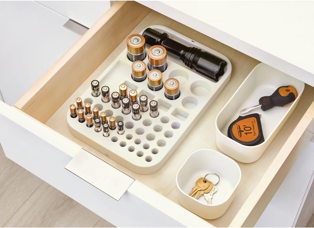 iDesign Recycled Plastic Divided Battery Organizer Insert, Insert