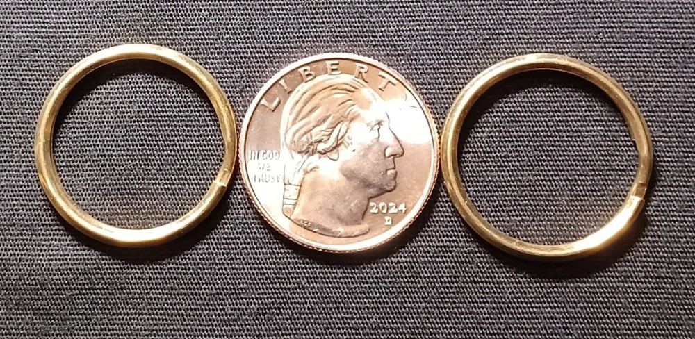 (2) Brass Rounded 1 Inch(25mm) Split Ring Rounded Key Rings Key Holders