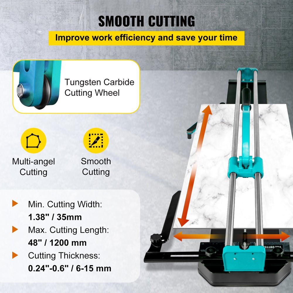 VEVOR 48" Manual Tile Cutter 1200mm Ceramic Floor Tile Cutter w/ Laser Guide