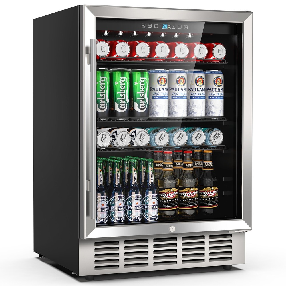 24in Beverage Refrigerator & Cooler Under Counter, Outdoor Fridge for Drinks