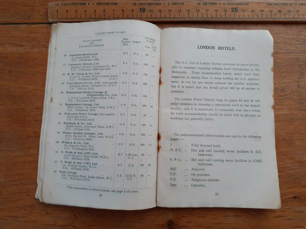 1937? AA Central London Schedules map missing Stenson Cooke
