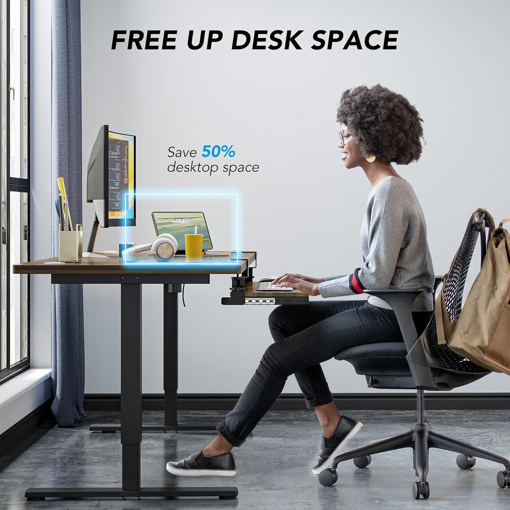 Keyboard Tray under Desk Pull Out with Extra Sturdy C Clamp Mount System, 27.3 (