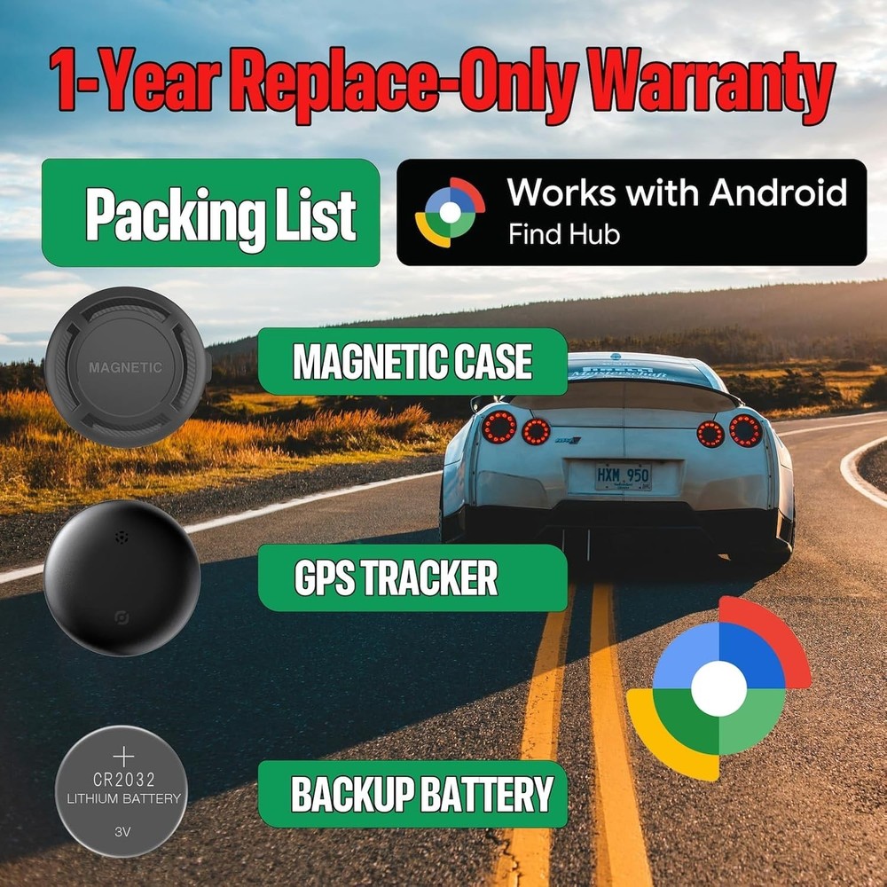 Magnetic Hidden GPS Tracker for Vehicles – Android Only, Long Battery Life, N...