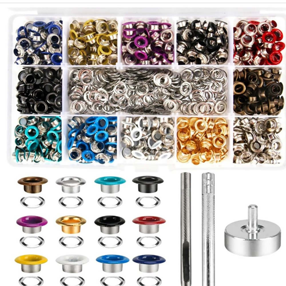600Set 12Colors 5mm Copper Grommet Eyelet Snap Button Kit With Install Tool