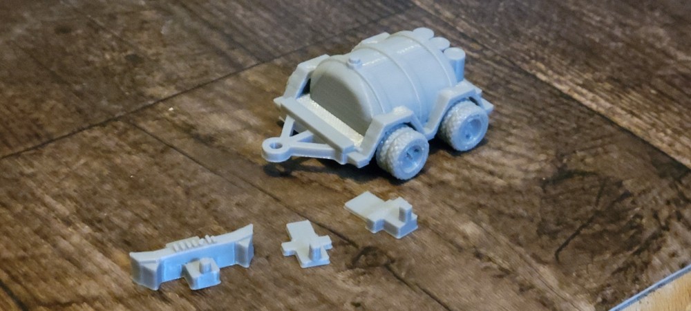 Rear Water Tank Wagon , 1/64 scale 4 items. 3d printed. wheels do roll.