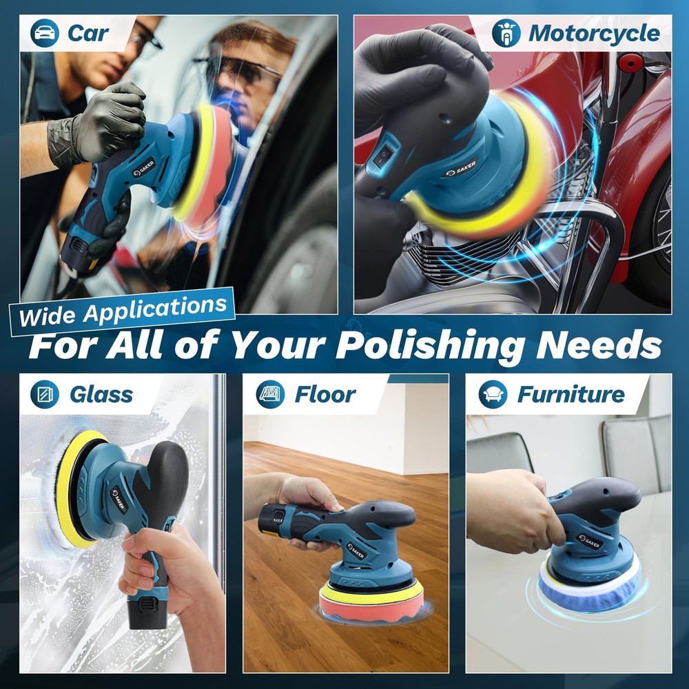 Saker Mini Cordless Buffer Polisher CORDLESS CAR BUFFER POLISHER + 1 BATTERY