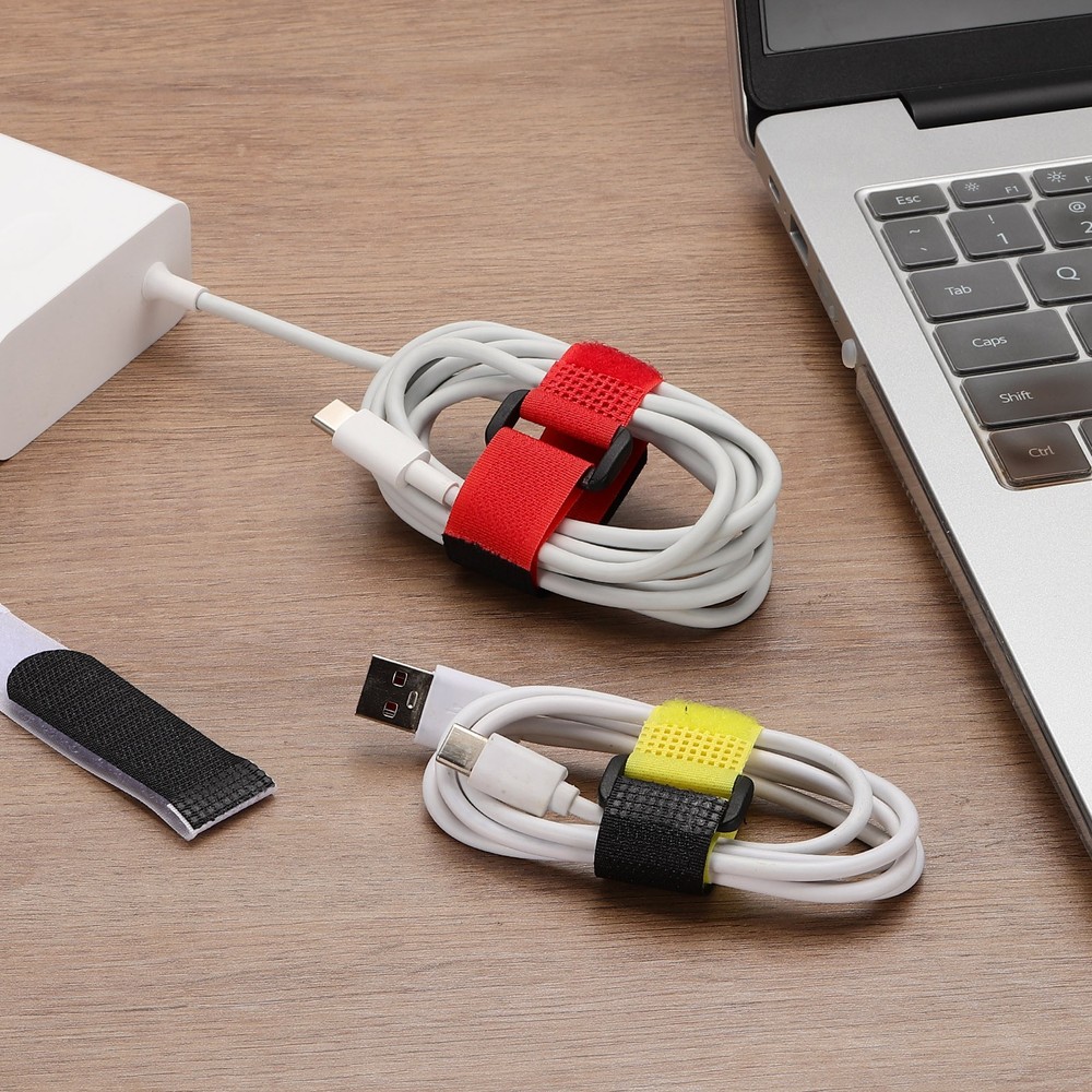 10pcs Reusable Cinch Straps 1"x12" Hook and Loop Cable Securing Straps, Red