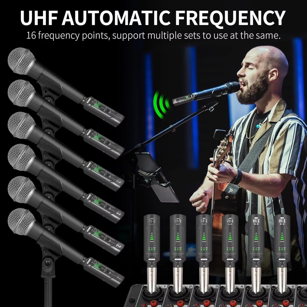 Professional UHF Wireless Handheld Microphone with Wired Conversion Adapter