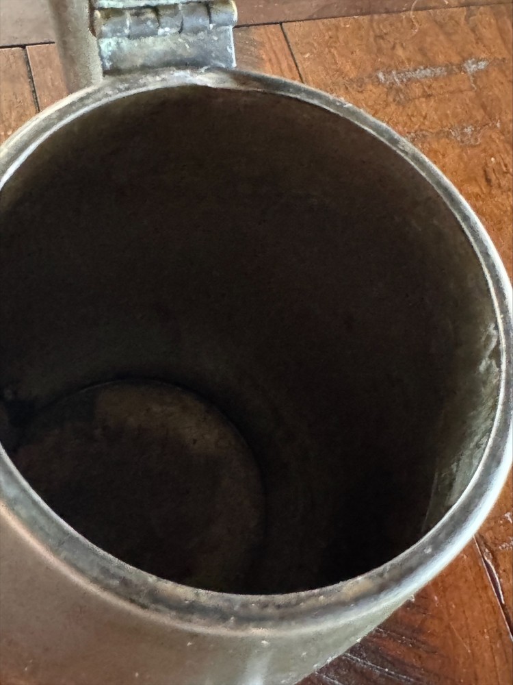 Antique Silver Plated On Copper Coffee Pot With Hinged Lid Monogram C Vintage