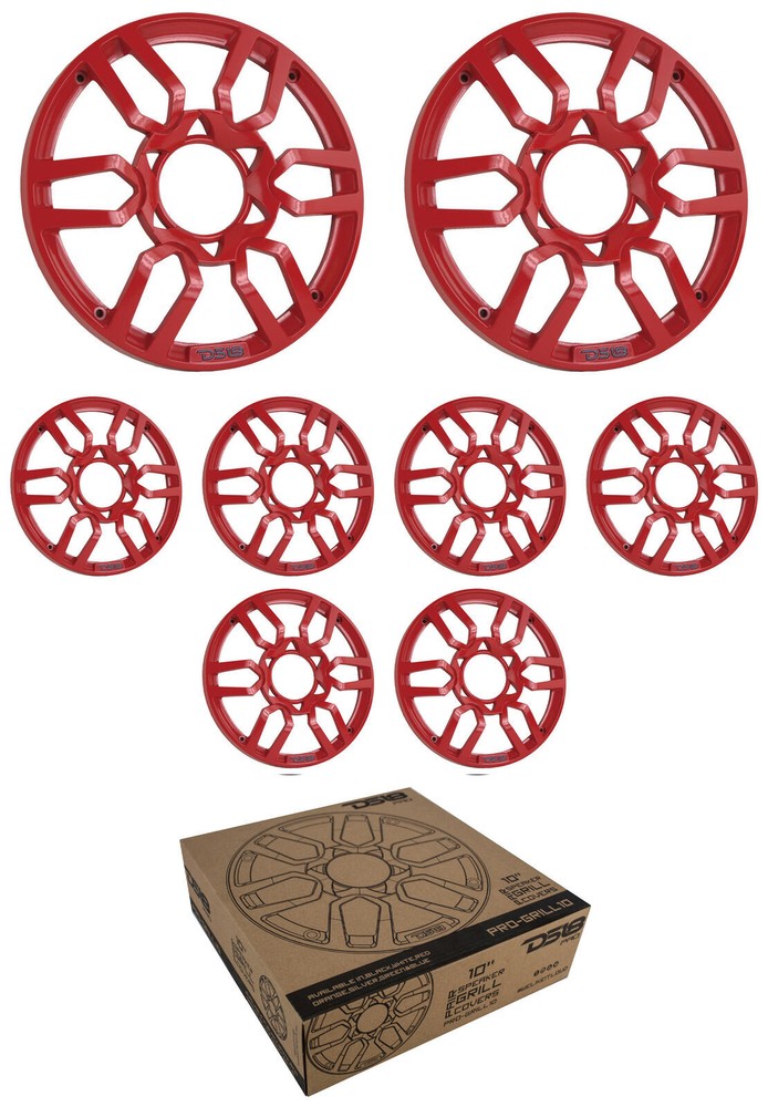 4 x DS18 Speaker Grill Universal 10" Plastic Red 2 PRO-GRILL10