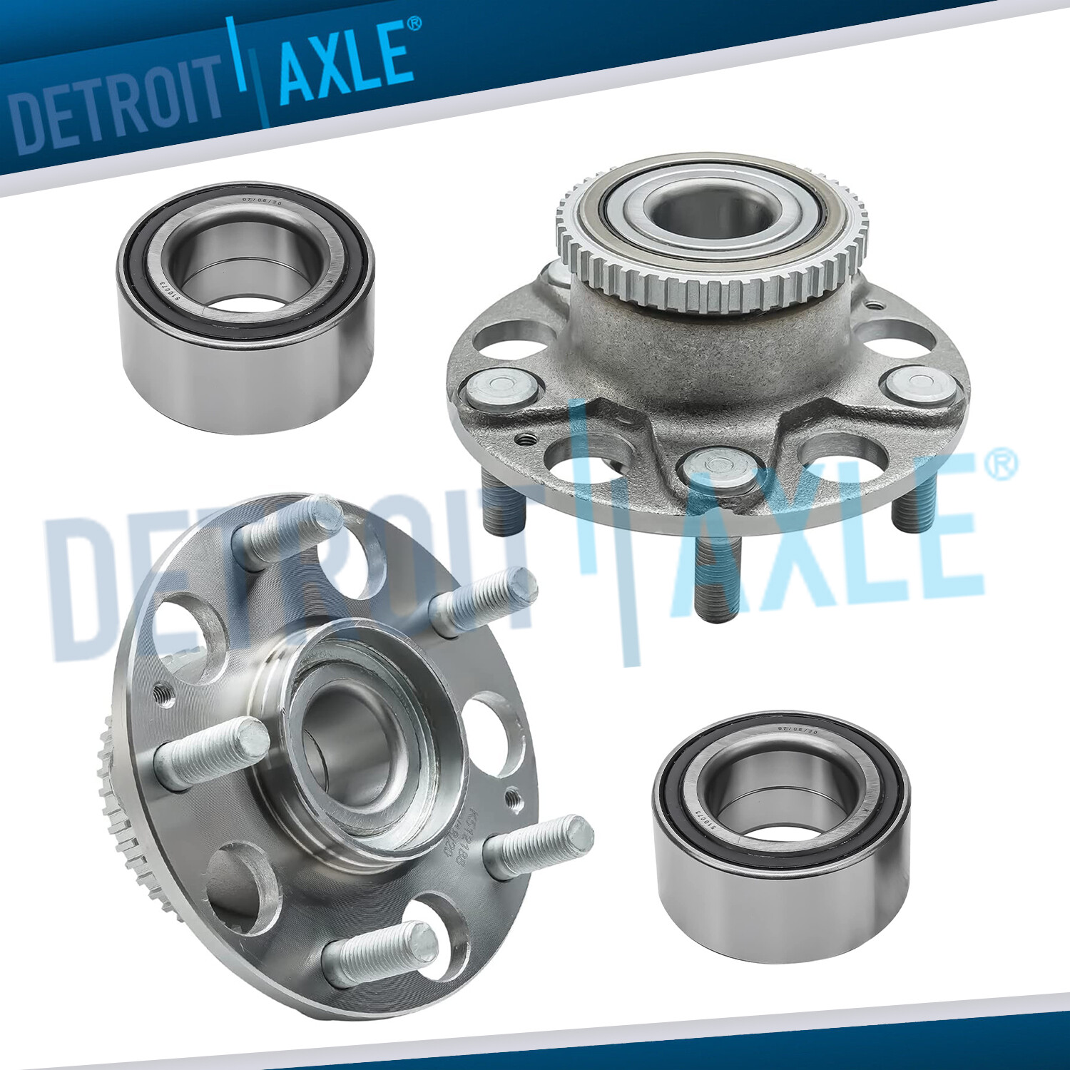 4pc FRONT Wheel Bearing & REAR Wheel Hub for Acura TL Honda Accord w/ABS Gas