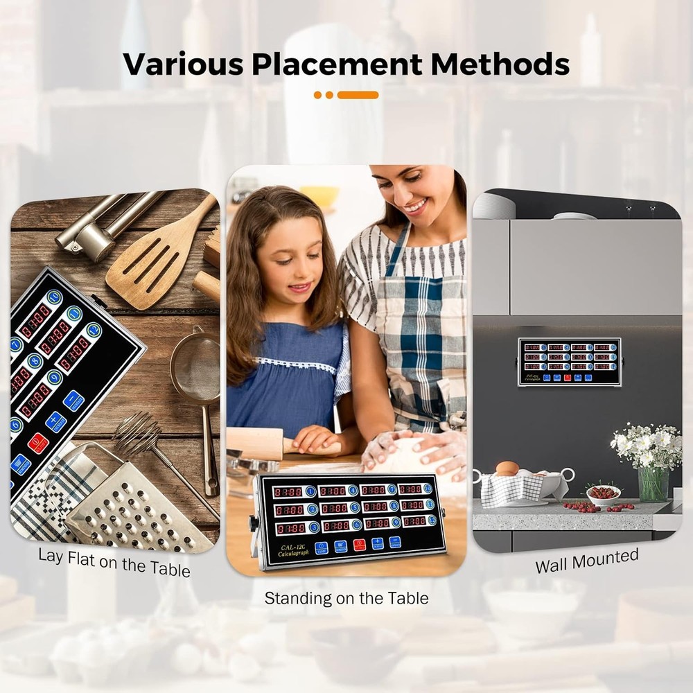 12 Channel Digital Kitchen Timer Loud Alarm for Cooking