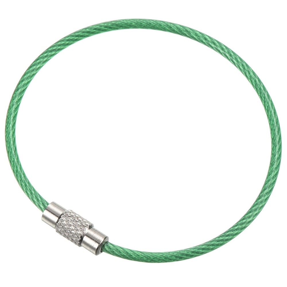 6 Inch Wire Keychain Cable, 5 Pack Stainless Steel Key Ring Loop, Green