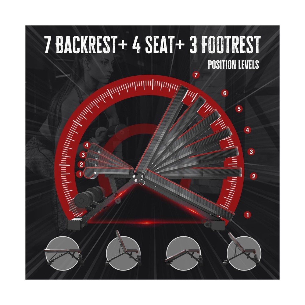 Multi-Function 6 in 1 Weight Bench Set - Leg Press, Preacher Curl Rack, Adjus...