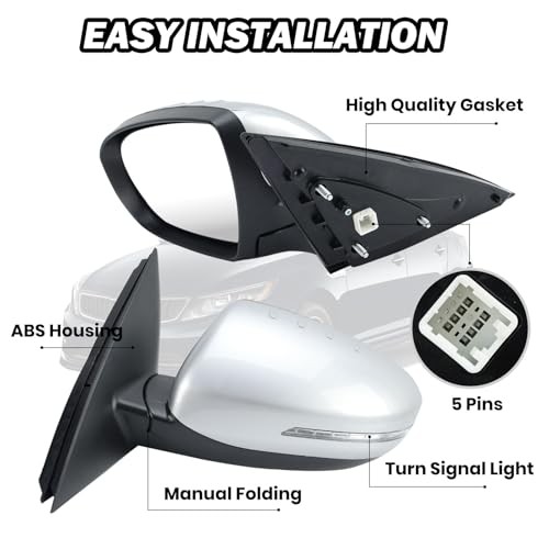 Driver Side Mirror Compatible with 2011 2012 2013 Kia Optima Mirrors with Turn S