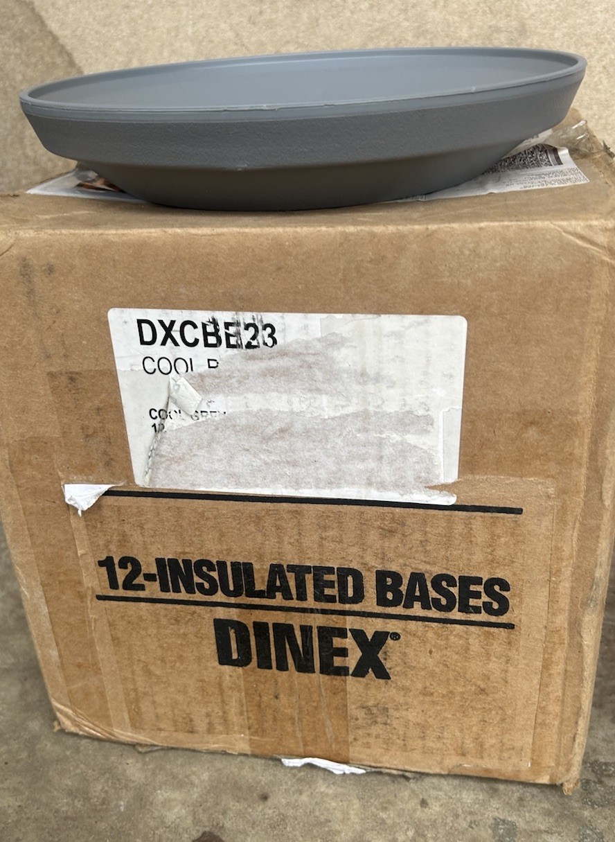 12 Dinex Graphite Insulated Bases Dishes in Opened Box Cool Gray