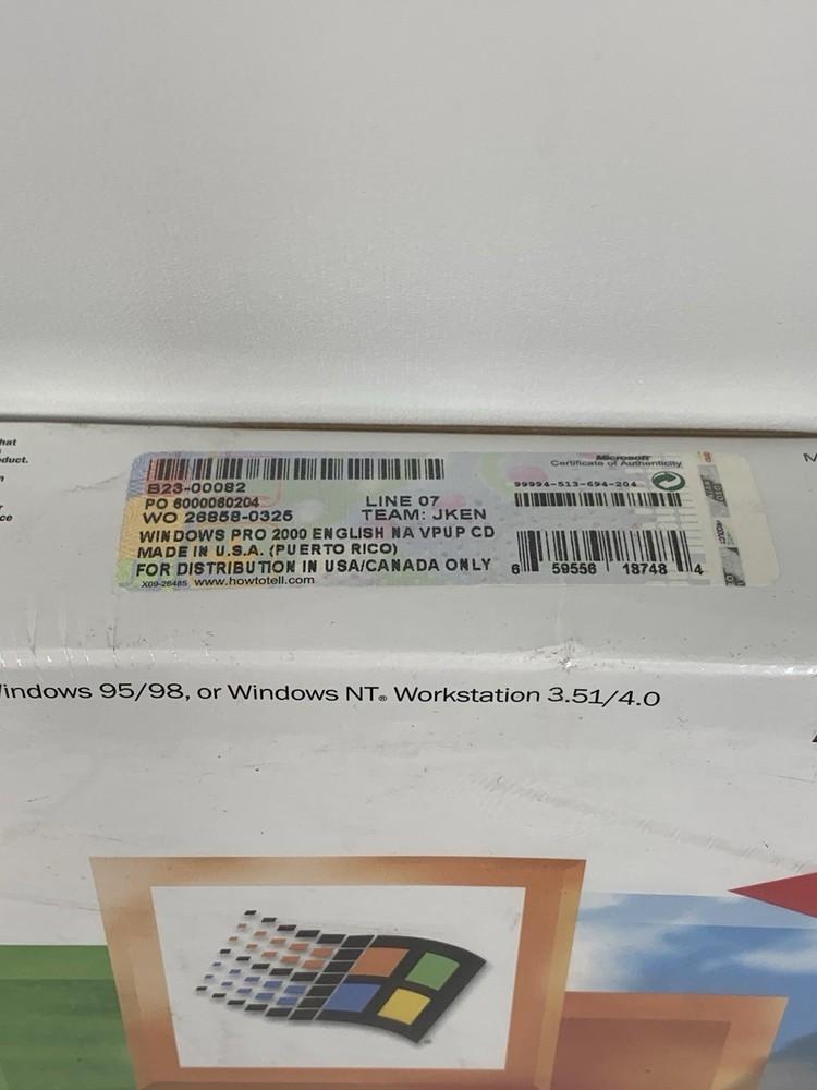 Microsoft Windows 2000 Professional Upgrade Edition Operating System New Sealed