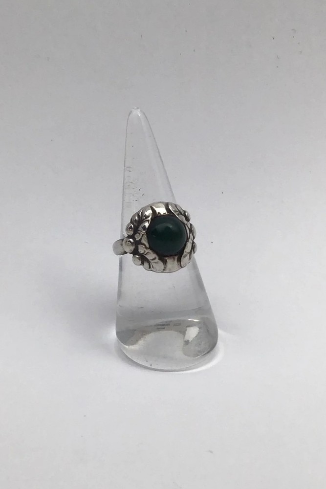 Georg Jensen Sterling Silver Ring No. 11B (Green Agate)