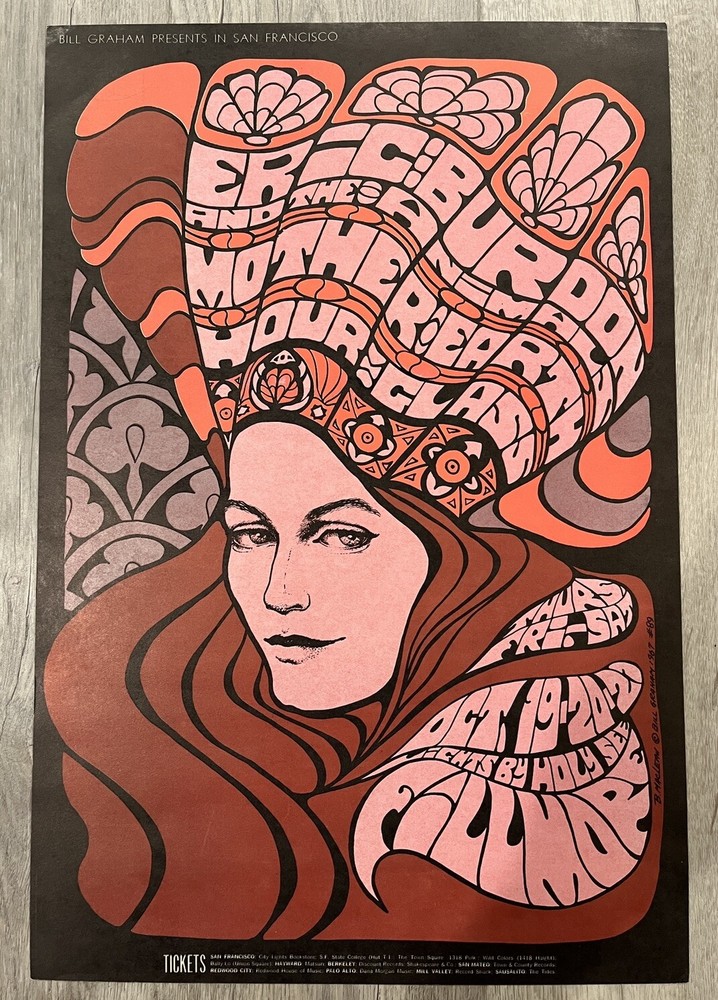 Eric Burdon and The Animals BG-89-1 Bill Graham Fillmore Poster (Authenticated)