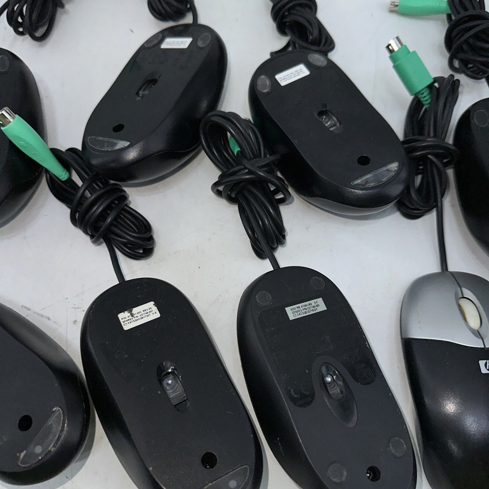 Lot 8 OEM HP M-SBF96 Silver/Black Three Button PS/2 Optical Scroll Wheel Mouse