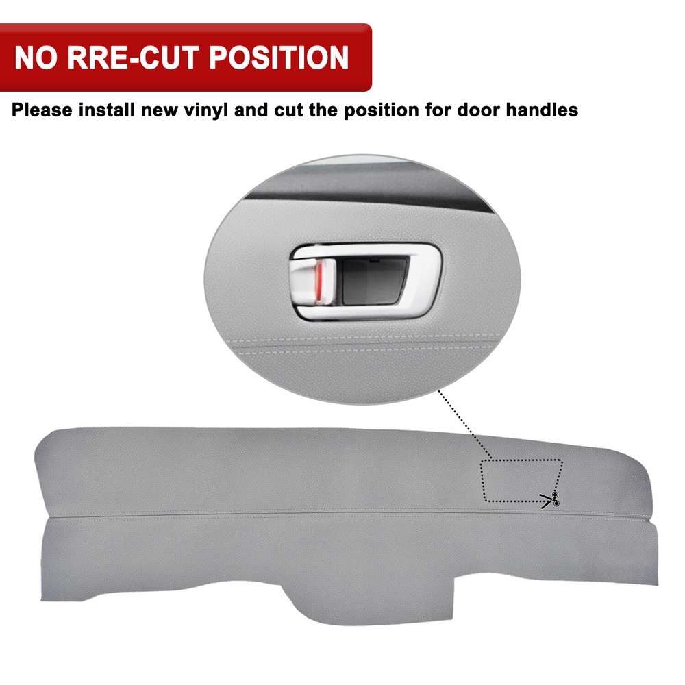 Insert Front Door Panel Leather Cover Replacemet for Honda Pilot 2009-2015 Gray