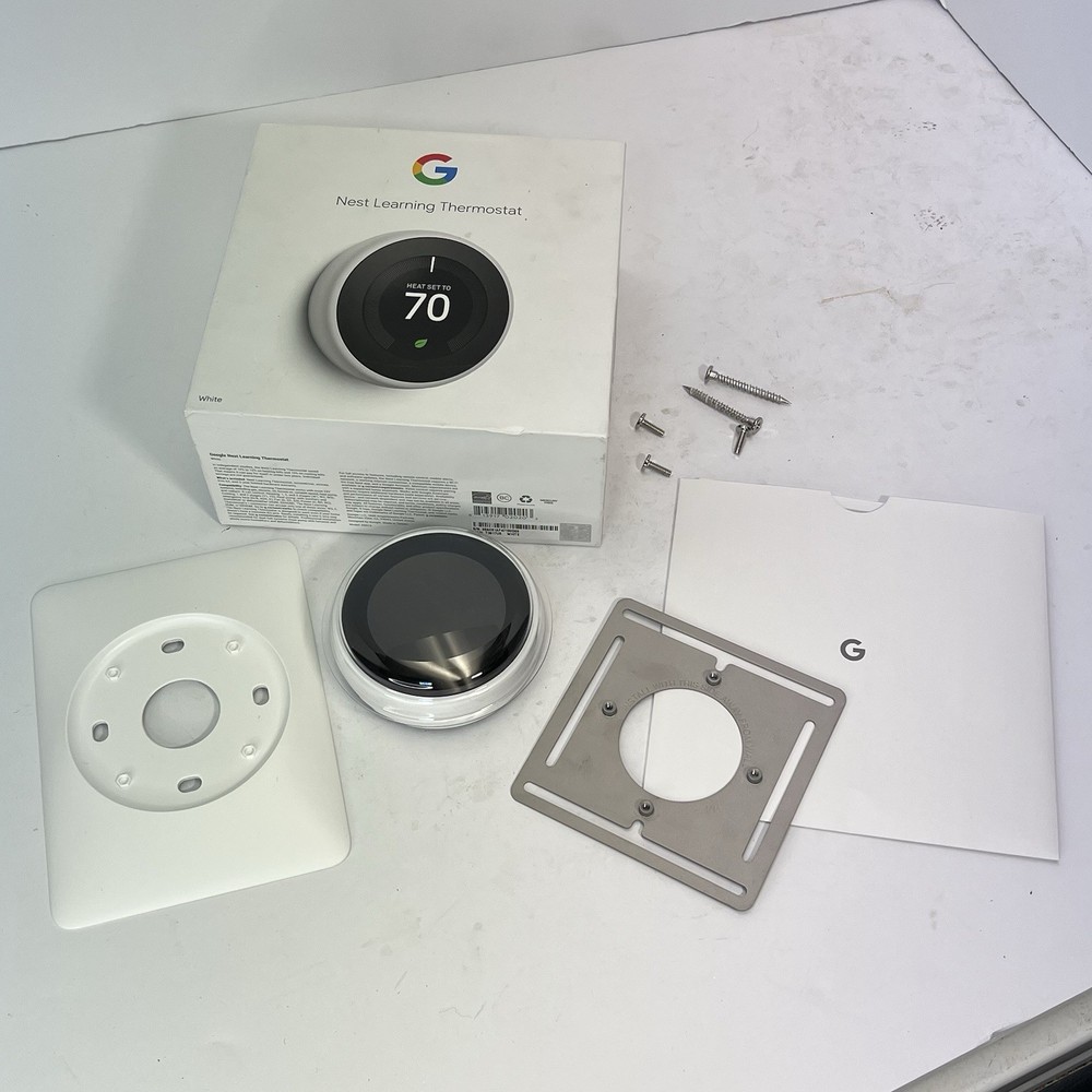 Google Nest Learning Thermostat 3rd Gen White Programmable Smart Wi-Fi T3017US