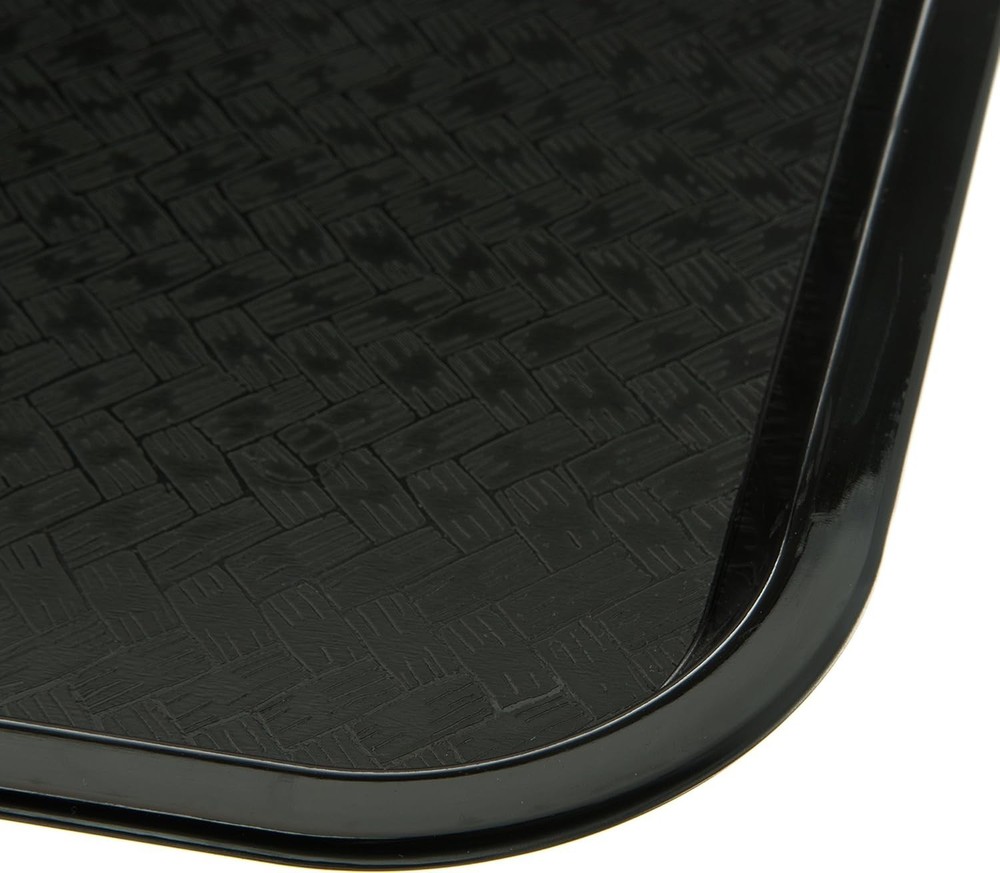 Customizable 12" x 16" Black Plastic Tray with Scratch-Resistant Weave Design