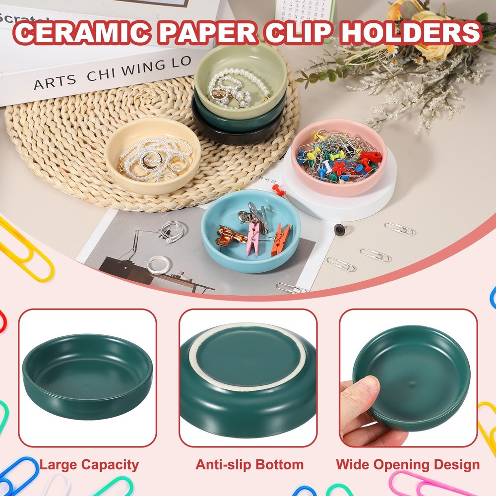 Round Paper Clip Holders, Dark Green