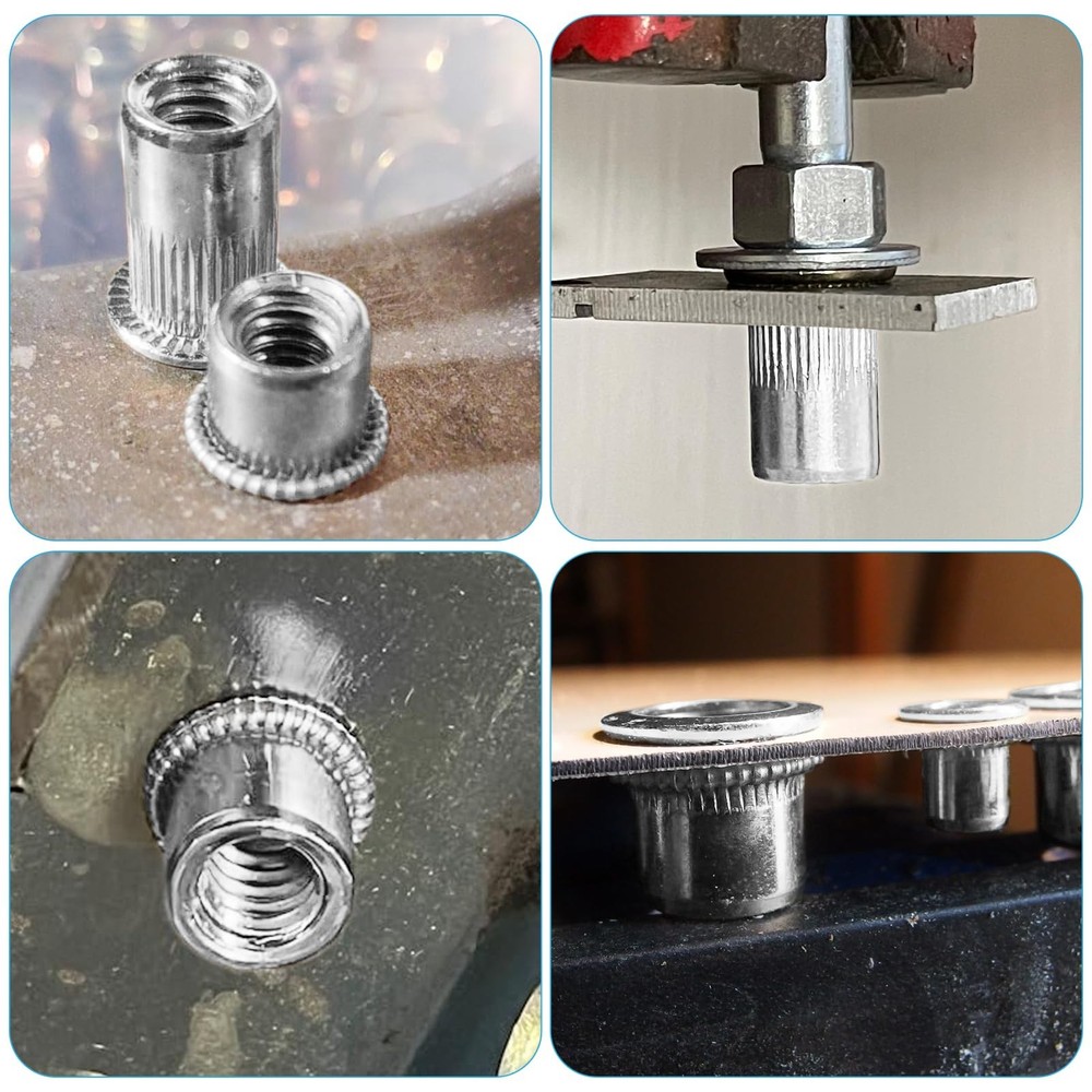 50Pcs M8 Rivet Nuts, 304 Stainless Steel Flat Head Rivnut Threaded Insert Nut...