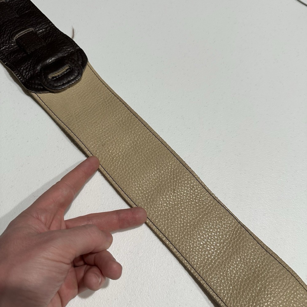 Franklin Light Brown Leather Guitar Strap 55" Padded Adjustable Suede Lined 2.5"