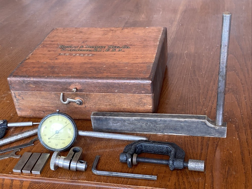 Brown & Sharpe 740 Universal Dial Indicator Set .001" w/ Accessories COMPLETE?