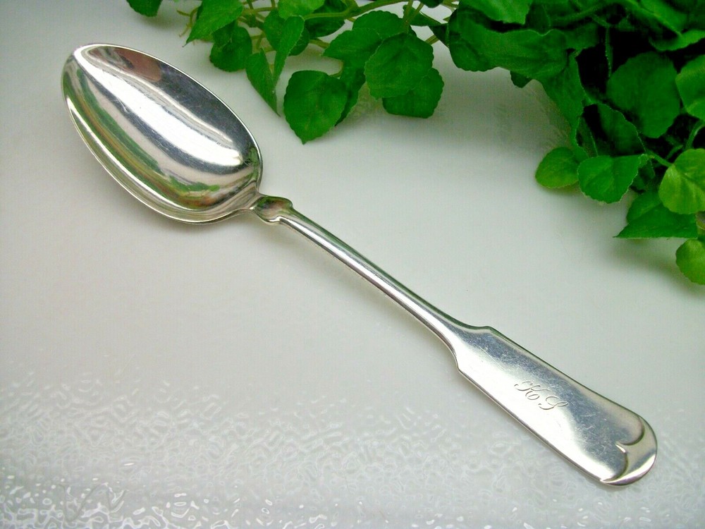 Antique Oneida Rockford Silver TIPPED Silverplate Solid Serving Spoon 1900 Mono
