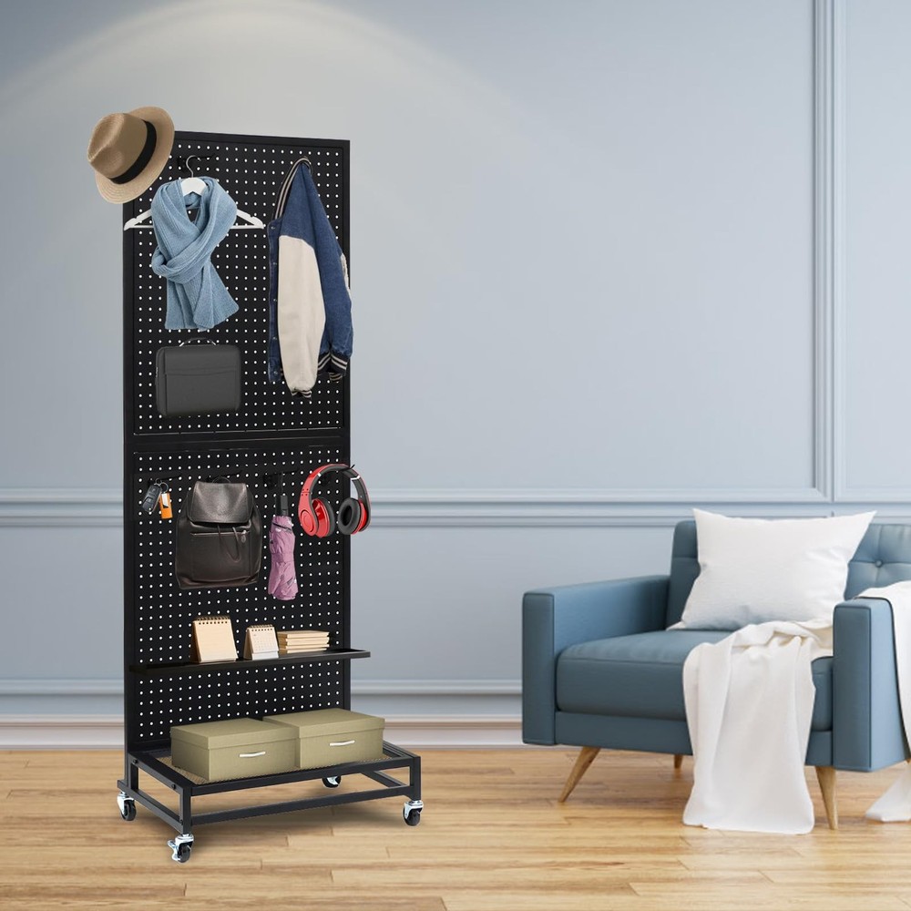 NectaCol Metal Pegboard Display Stand with Baseplate, Two Separately Pegboard...