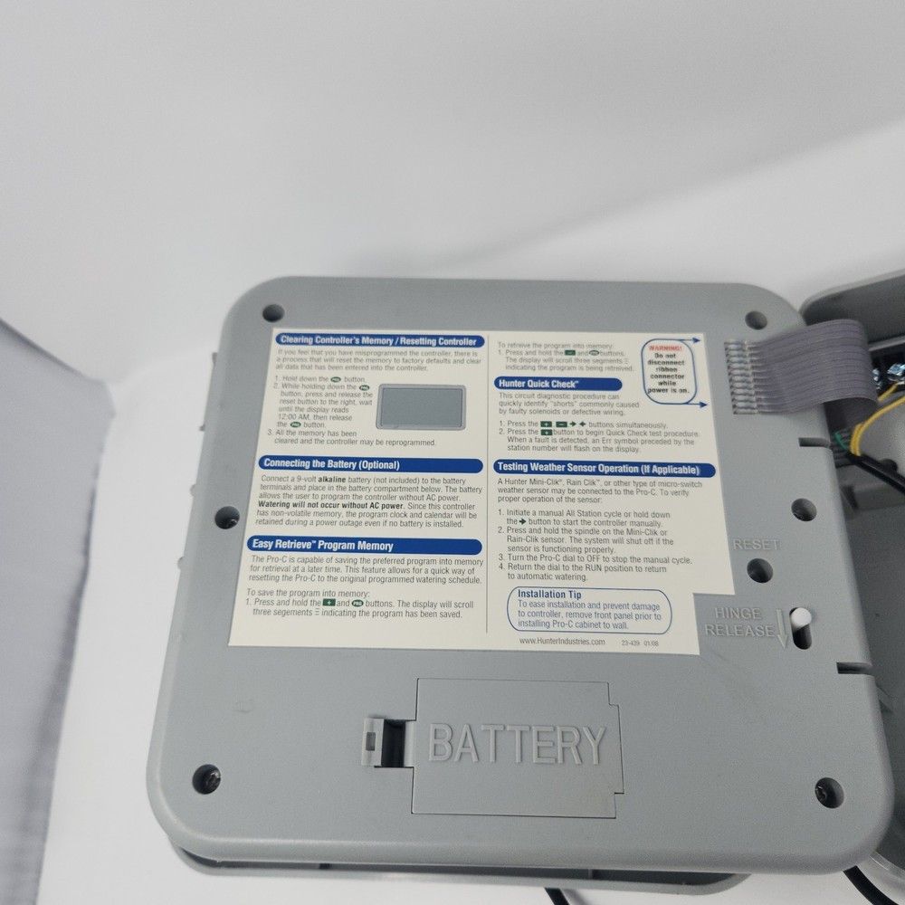 Hunter Pro-C Sprinkler PCC-600i Indoor Irrigation Controller 6 Zone EUC