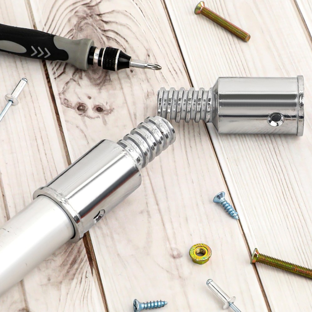 Broom Handle Threaded End, 2 Set Replacement Kit Metal Tips for 1" Silver