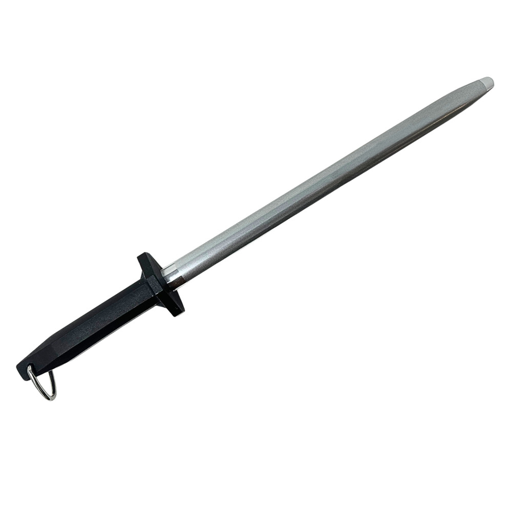 12-Inch Oval Diamond Solid Steel Sharpening Rod