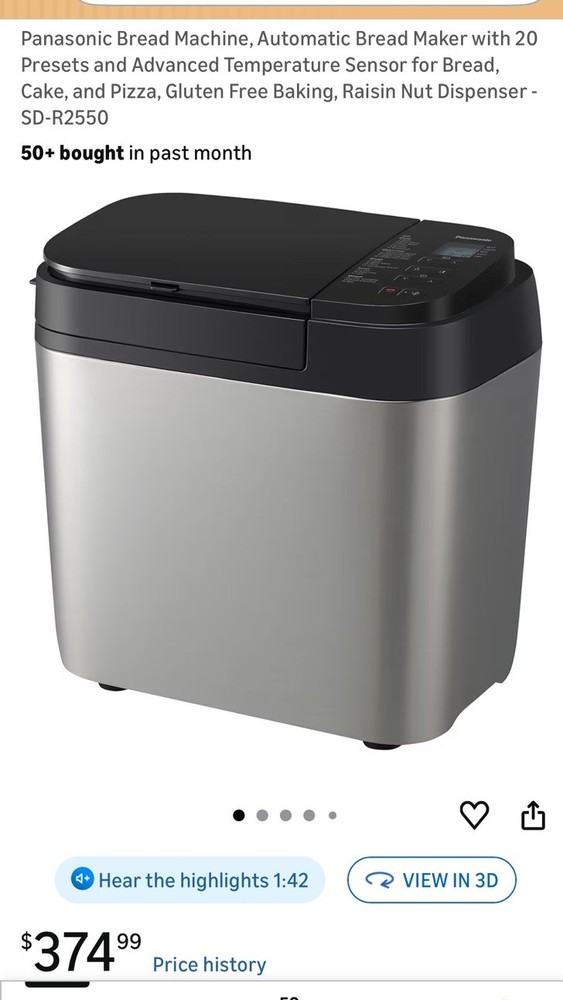 Automatic Bread Maker Machine Panasonic SD-R2550 S Silver
