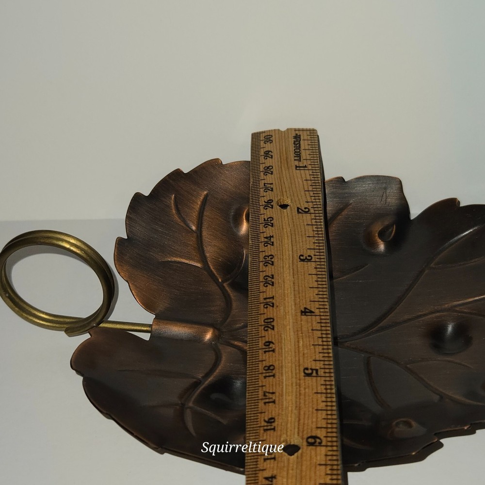 Coppercraft Guild S/2 Copper Grape Leaf Trinket/Candy Dish Tray • Fall Autumnal