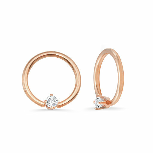 14k Solid Gold Seamless Ring With Prong Setting CZ Septum Helix Daith Conch